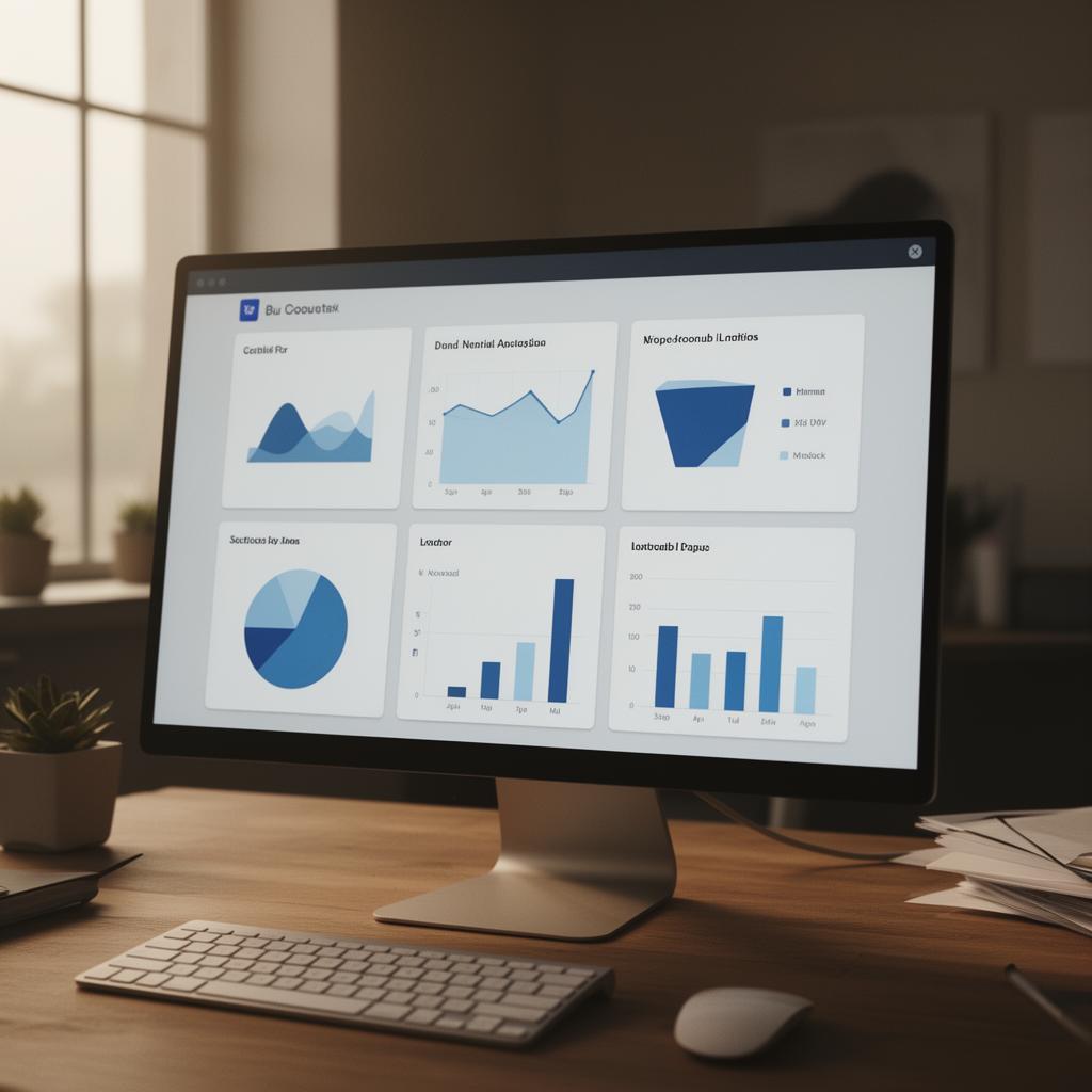 A clean abstract dashboard on a monitor in a quiet morning office.